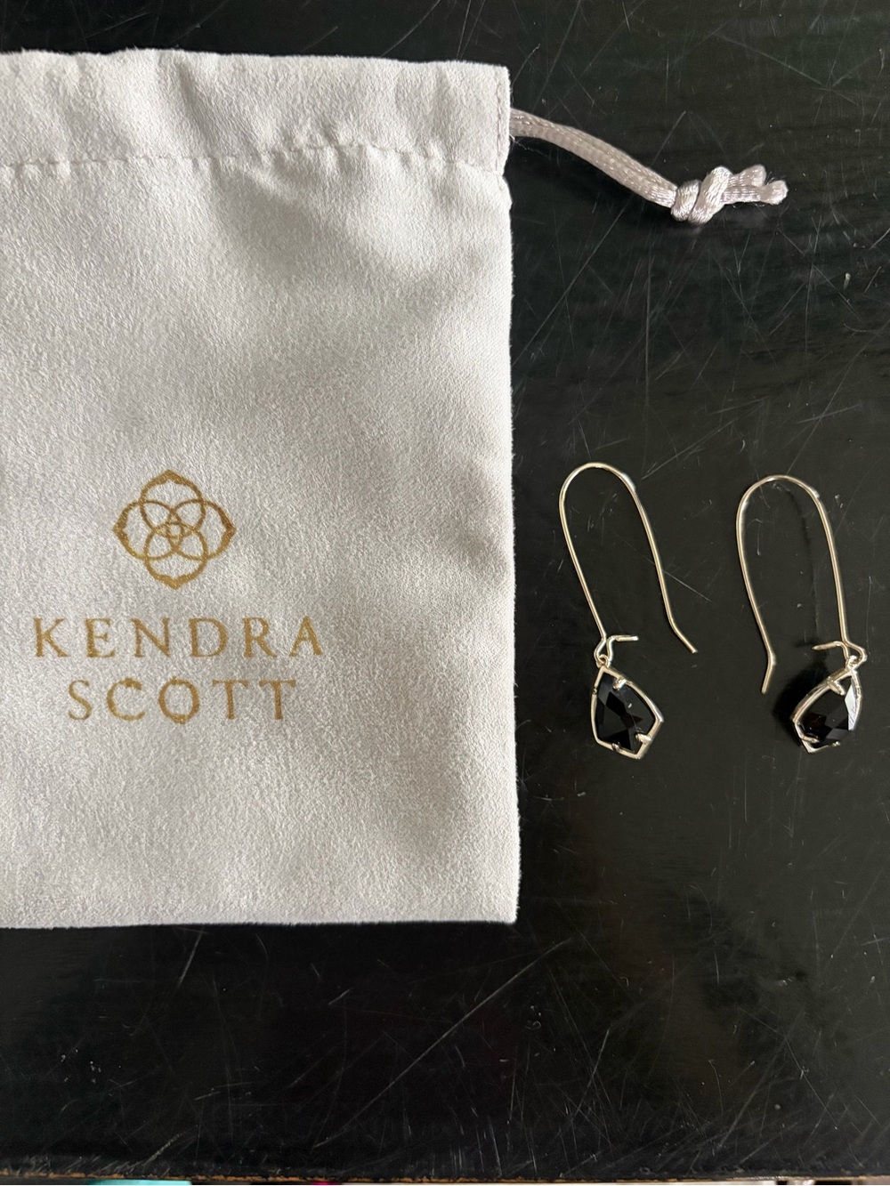 Kendra Scott Black Faceted Drop Earrings - Picture 5 of 5